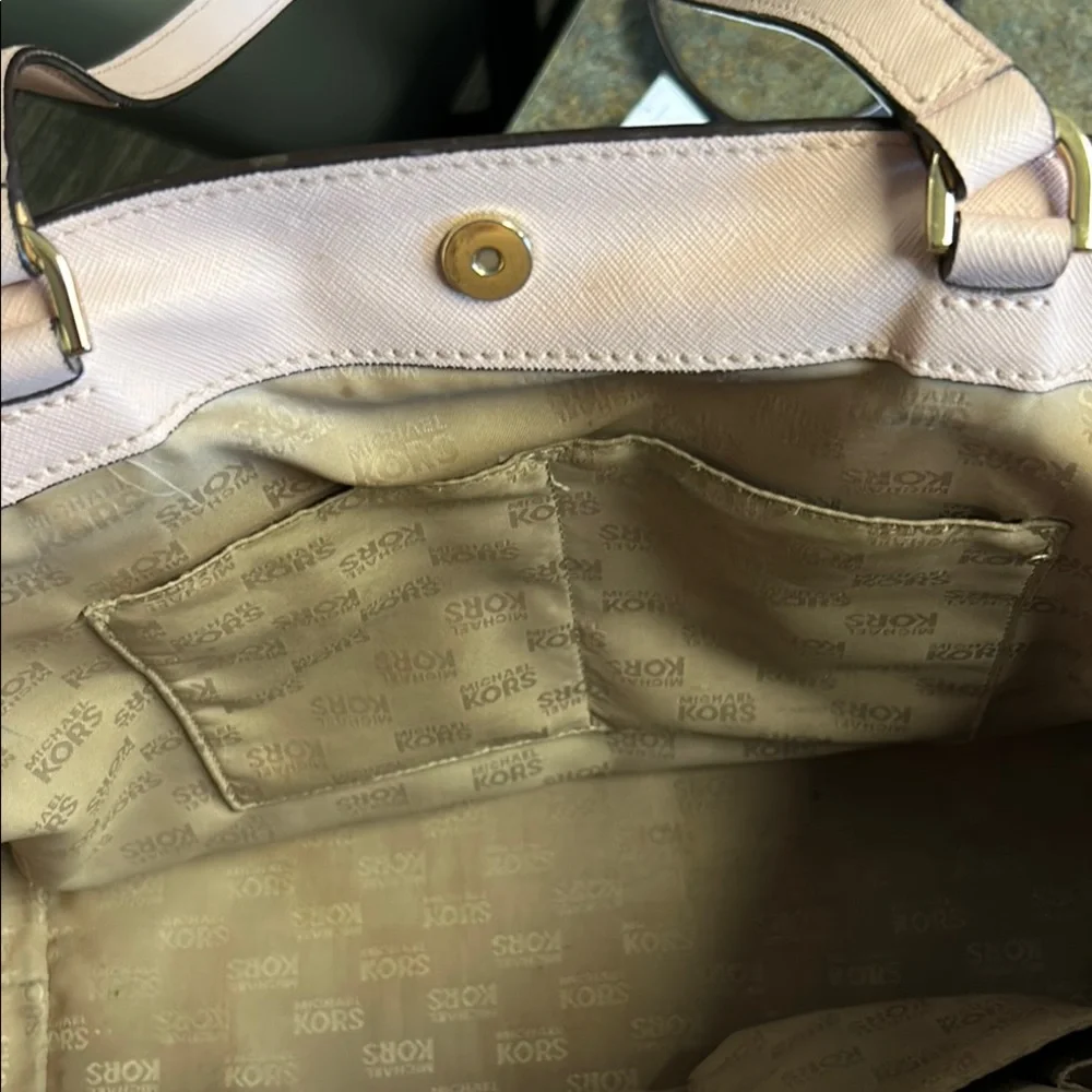 Michael Kors Pale Pink Leather Tote with Gold Hardware